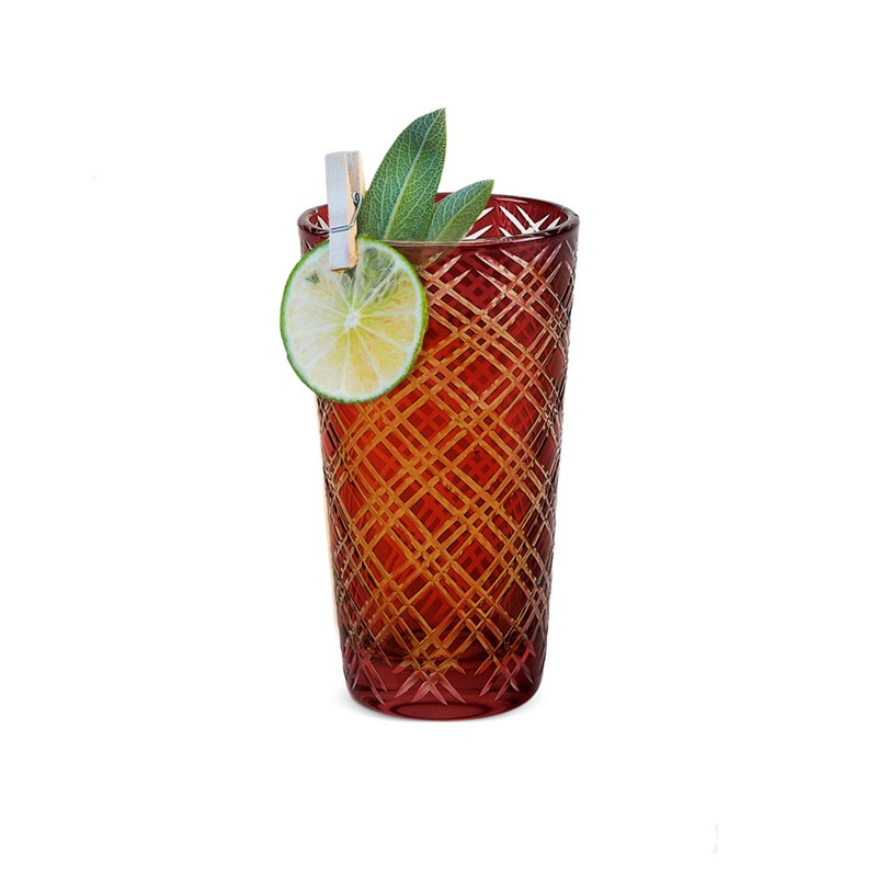 IMPULSE! Monceau Ruby Red highball Drinking Glasses, Set of 4