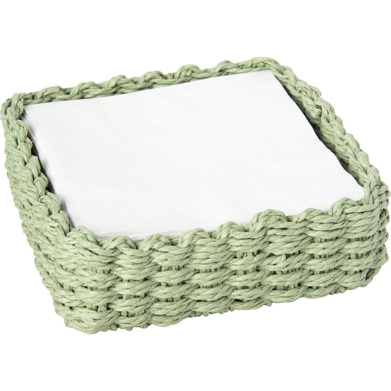 Boston International Woven Basket Napkin Holder Caddy, Lunch Size, Light