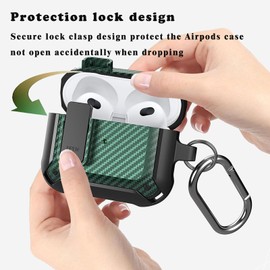 Airpods Pro 2 Case with Automatic Secure Lock, KAMINRUN Compatible Airpods Pro 2nd/1st Generation Case with Armor Protective Hard TPU Case Cover Lid Hard for Airpods Pro Case (2019/2022) - Black Blue