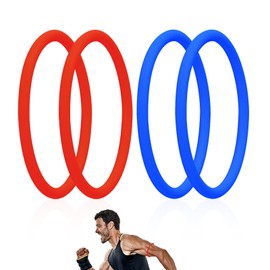 Lyreh 4pcs Patellar Tendon Support Strap, Silicone Patella Band Elastic Stabilizer Patella Knee Brace for Women Men Running Basketball Hiking Soccer Jumpers Gym Sports (Red+Blue)