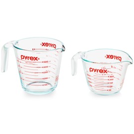 Pyrex Essentials (2-Pack) Glass Measuring Cups Set, (1 & 2 Cup) Measuring Cups For Prepping, Baking and Cooking, Preheated Oven, Dishwasher, Freezer, and Microwave Safe