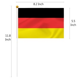 50 Pack Germany Hand Held Mini Stick Flags, German Small Miniature Stick Flag with 8.2 x 5.5 Inch Flag, Outdoor Decoration, Party Decorations, Supplies for Parades, Festival Events Celebration (Germany)