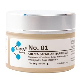 01 - Crema Facial Antiarrugas para Día y Noche con Colágeno, Elastina, Ácido Hialurónico, Rosa Mosqueta y Vitamina E