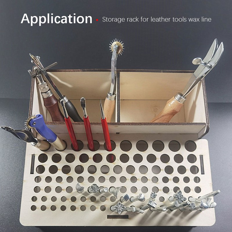 Wooden Leather Craft Tool Holder Leather Tool Organizer Wooden Box