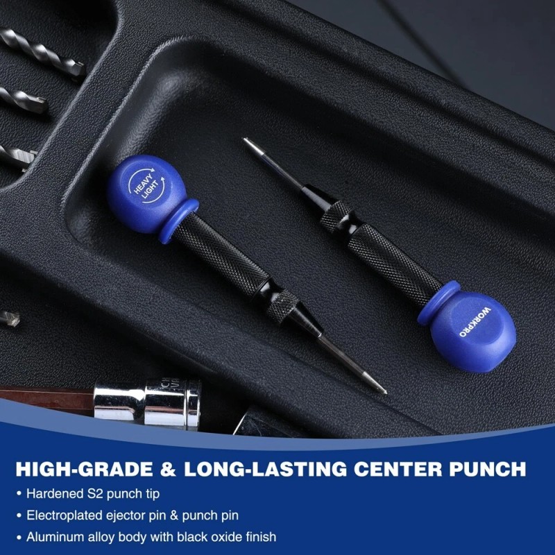 WORKPRO 5"Automatic Center Punch for Metal Adjustable Spring Loaded Center