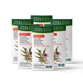 Four O'Clock Herbalist All-In-One Cold & Cough Day Herbal Tea, Non GMO Project, Kosher, Gluten-Free, 6 packs of 20 Teabags