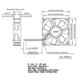 Delta 92x92x25mm 12 Volt High Speed 4 Pin PWM with Tac Sensor Fan AFC0912D-AF00