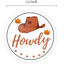 1.5"Howdy Sticker,Cowboy Hat Sticker,Happy Fall Sticker Labels,Waterproof Small Business Thank You Stickers for Business Greeting Cards and Envelope Seals 500Pcs