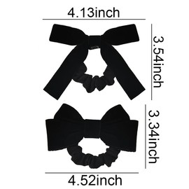 Velvet Hair Bow Hair Scrunchies for Women Girls Black Bow Hair Tie Ribbon Hair Bows with Elastic Bands Bow Hair Accessories for Women 2PCS Scrunchy Hair Ties with Bow Ponytail Holder Hair Rope