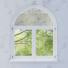 PROTINT WINDOWS Precut Elegant Flower Arched Window Film Shade, Self Adhesive Static Cling, 20 inches Diameter