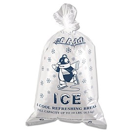 Inteplast Group IC1221-TT Ice Bag, 12 x 21, 10lb Capacity, 1.5mil, Clear/Blue, 1000/Carton
