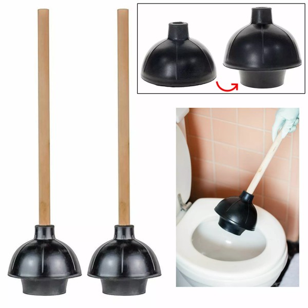 ATB 2 Heavy Duty Toilet Plunger 19" L Wooden Handle