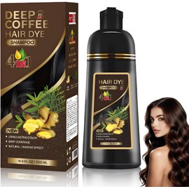 Hair Dye Shampoo, Champú Tinte Instantáneo 4 En 1, shampoo Con Tinte, Suave y delicado, Cobertura de Canas, larga duración, Adecuado Para HombresY mujeres (Café oscuro)