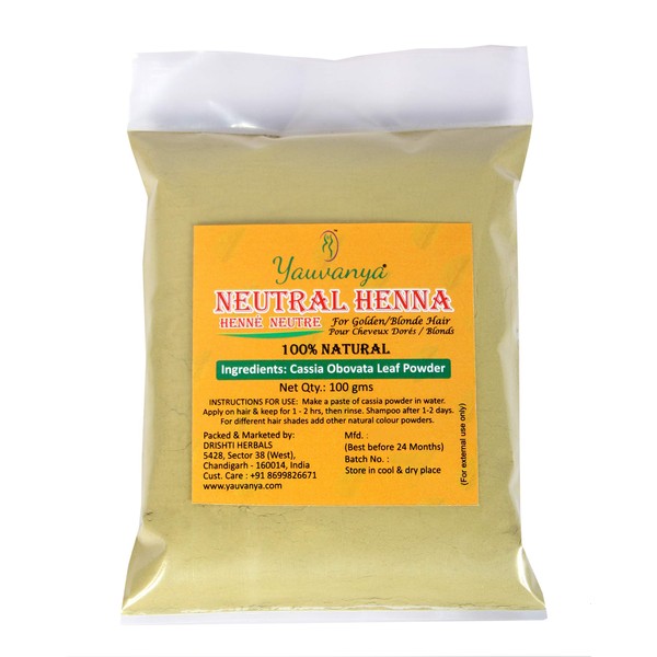 Yauvanya 100% Pure Cassia (Neutral Henna) Powder - 3 x 100 g for Blonde/Golden Hair