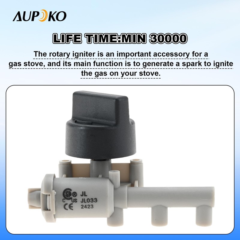 Aupoko 3 Outlet Rotary Piezo Ignitor with Knob, Replacement for