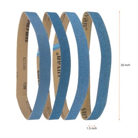 HARFINGTON 4pcs 1.5 x 30" Sanding Belts 1pcs Each of 40/60/80/120 Grit Zirconia Oxide Flush Joint Belt Sander Paper for Metal Woodworking Automotive Repair