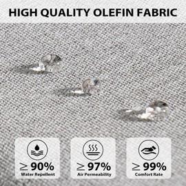 Sundale Outdoor Olefin Deep Seat Cushion Set of 2, Patio Chair Cushion and Pillow, Water-Resistant Sectional Sofa Pad with Straps Light Gray, 24 x 24 x 6 Inches