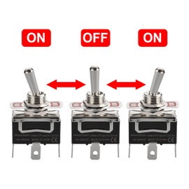 Heschen Metal Toggle Switch, C513A, SPDT, maintained, ON/OFF/ON 3 position, 15A 250VAC, 3 tab Terminal, CE