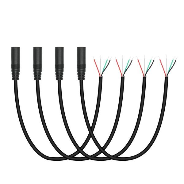 4Pcs 3.5mm Female Plug to Bare Wire Open End Cable