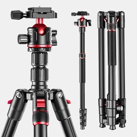 71 inch Professional Camera Tripod, Ball Head Compact Aluminum Lightweight Travel DSLR/SLR Tripod & Monopod with Carry Bag Compatible with Canon Nikon Binoculars Laser Telescope