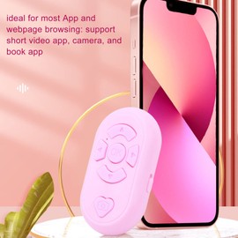 Bluetooth Remote Control Page Turner, Fingertip Page Turner with 32.8ft Remote Control Distance, Phone Camera Video Recording Remote for Smartphones Tablets (Pink)