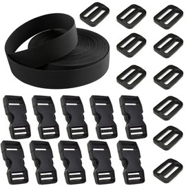 Samcos PP Belt Delivery, One-Touch Buckle, Length 32.8 ft (10 m) x Width 1 in (2.5 cm), 10-Piece Set, Side Release Buckle, Repair Buckle, Load-Fastening Ratchet Belt, La-Lock Buckle, Multi-Purpose