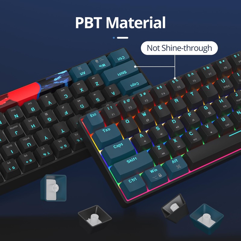 surmen 60% Mechanical Gaming Keyboard with Linear Red Switch, Wired