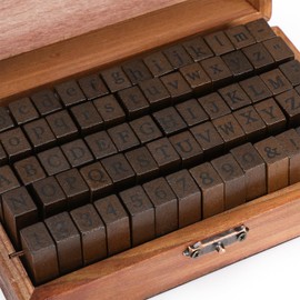 KMIKE Alphabet Stamps Set 70pcs Letter Number Symbol Vintage DIY Craft Card Making Wood Rubber Stamp