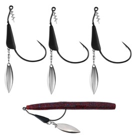 Goture Weighted Swimbait Hooks with Twistlock 3Pcs Weighted Fishing Hooks, Tungsten Underspin Jig Heads, Fishing Lures for Freshwater Saltwater 3/16oz, 3/0