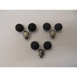 3 x Twin Rubber Ball & Stainless Steel Rod Butt Rests for Pods / Bank Sticks.