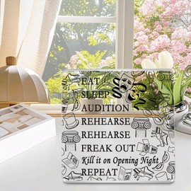 FEELMEM Theater Life Quote Desk Decor Drama Teacher Gift Musical Performer Gifts Theater Drama Thespian Gifts (beige)
