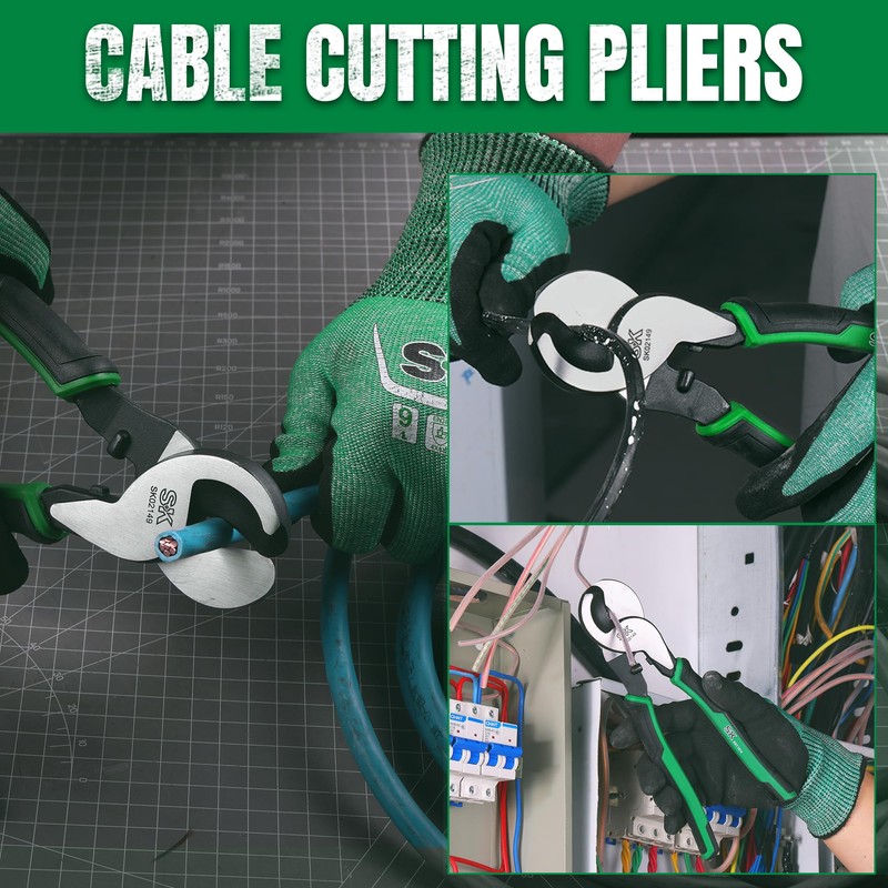 SK 9.5-Inch Cable Cutter, Heavy-Duty Wire Cutter, High Leverage Cable