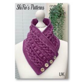 Crochet Pattern for Ladies Neck Warmer Scarf, use Aran Yarn and 4.5mm Crochet Hook, Full Instructions, Lots of Helpful Photos, UK Terminology, CP451