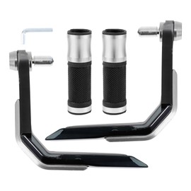 Partuto 7/8" 22mm 15/16" 24mm Motorcycle Hand Grips Cover Kit Aluminum Alloy Rubber Handlebar Hand Grips Silver Tone 1 Set Diamond Pattern