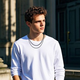 WINFY Layered Chain Necklaces for Men Stainless Steel Cuban Link/Figaro/Rope/Herringbone Chains Set 16 "- 24" Jewelry Gifts for Men（Cuban Rope B-16-18）