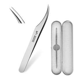 RUCUDIM Edelstahl Pinzette Milienmesser, Mitesserpinzette Präzisions, Feine Technische Pinzette, Splitterpinzette für Extraktor, Akne Pickel Comedones Flecken oder Entfernung, Gebogene Spitze