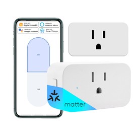 2 Pack Matter Smart Plug, 15A Wi-Fi Outlet Compatible with HomeKit, Siri, Alexa, Google Home, SmartThings, Mini Smart Socket Matter Smart Home Automation with App Remote Control