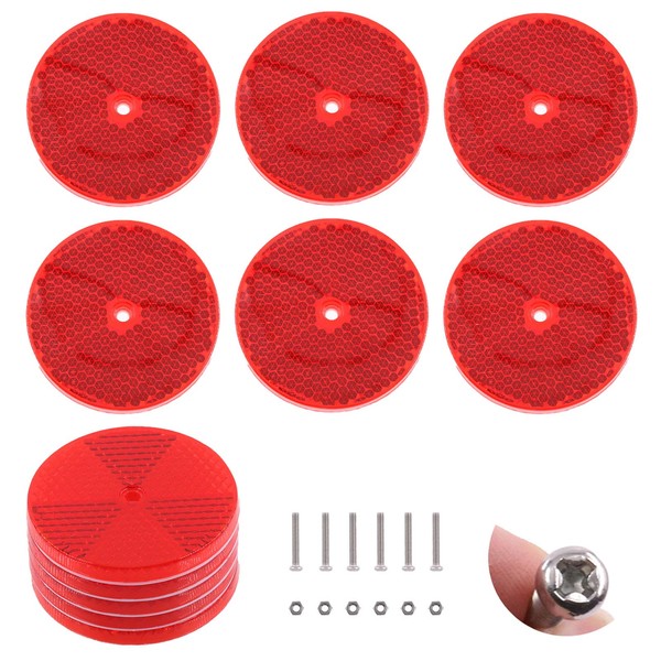 Rustark 12Pcs Red Front Reflector Round Reflector with 24Pcs 304