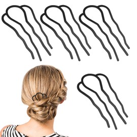 Gjinxi Hair Side Combs 4 Pcs Metal Head Fork Clip Buns Updo U-Shape 4 Prong Hair Sticks Hairpin Styling Tool Accessories Twist Black Headpieces for Women Girls Decoration