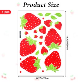 92 Pcs Strawberry Stickers Decor Removable Cute Fruit Wall Stickers for Girls Bedroom Kitchen Bathroom Waterproof Strawberry Wall Decals