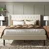 HAOARA Full Size Platform Bed Frame with Button Tufted Headboard,