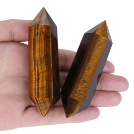 QINJIEJIE Large Crystal Stone Tiger's Eye Hexagonal Gemstones Healing Stones Natural Hexagonal Dots Crystals Reiki Meditation Gemstone 8-9 cm 1 Piece