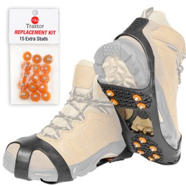 Traxtor Shoe Spikes Non-Slip - Shoes for Winter - Shoe Claws for Ice and Snow - Crampons as Slip Protection for Smooth Ice - Size XL - includes 15 replacement snow spikes