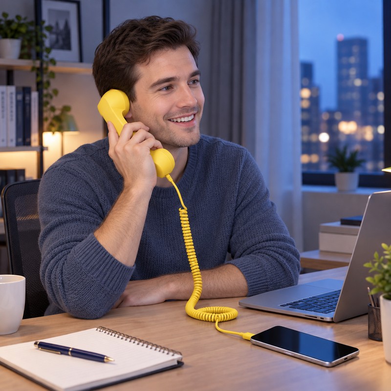 USB-C Retro Telephone Handset for Mobile Calls – Plug-and-Play Wired
