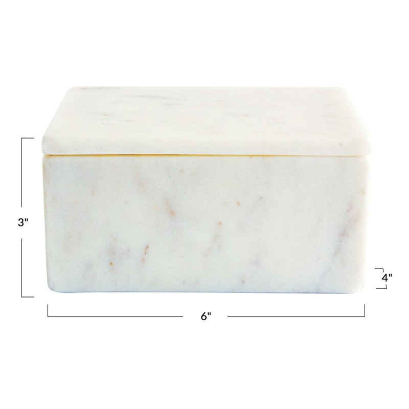 Bloomingville Marble Box Storage Container with Lid, White