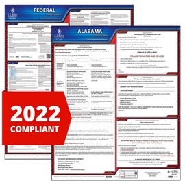 2022 Alabama and Federal Labor Law Poster Set (English, AL State) - OSHA Compliant Laminated Posters