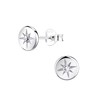 Northern Star Disk Crystal CZ Sterling Silver Stud Earrings 7mm