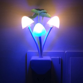 [3 Pack] Warmstor Mushroom Night Light, Lotus Leaves Water-weeds Plug-in Mushrooms Colors Changing Nightlight Colorful Bedside Lamps Breast-feeding LED Night Lights for Baby Kids Children Adult