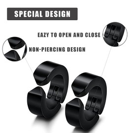 Liuxn 8 Pieces Non-Piercing Fake Ear Clip Earrings for Men and Women, Stainless Steel, 4 Colours, 8 Units (Pack of 1), Stainless Steel, 8 Unité (Lot de 1), Stainless Steel