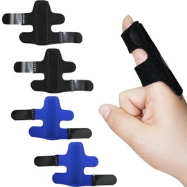 ZKFSIE 4Pcs Adjustable Finger Splints - Breathable & Comfortable Finger Support for Broken, Trigger, and Mallet Fingers, Broken Finger Splint, Relieve Joint Discomfort (Blue & Black)